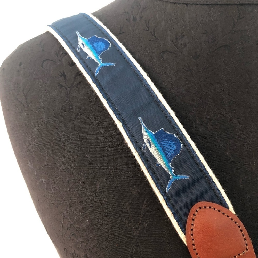 Essex Belt Company Swordfish Ribbon Belt On Canvas With Leather 51” Very Long - Picture 2 of 9